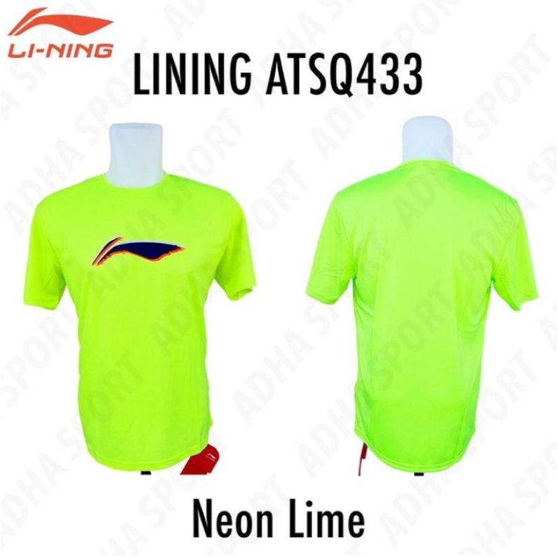 Jersey Badminton Lining ATSQ433 / ATSQ 433 Neon Lime Stabilo Original Bulutangkis Srabaya Adha Sport