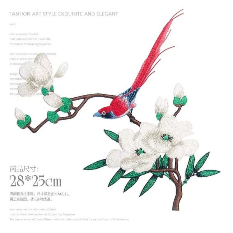 bordir burung, bird embroidery, aplikasi bordir