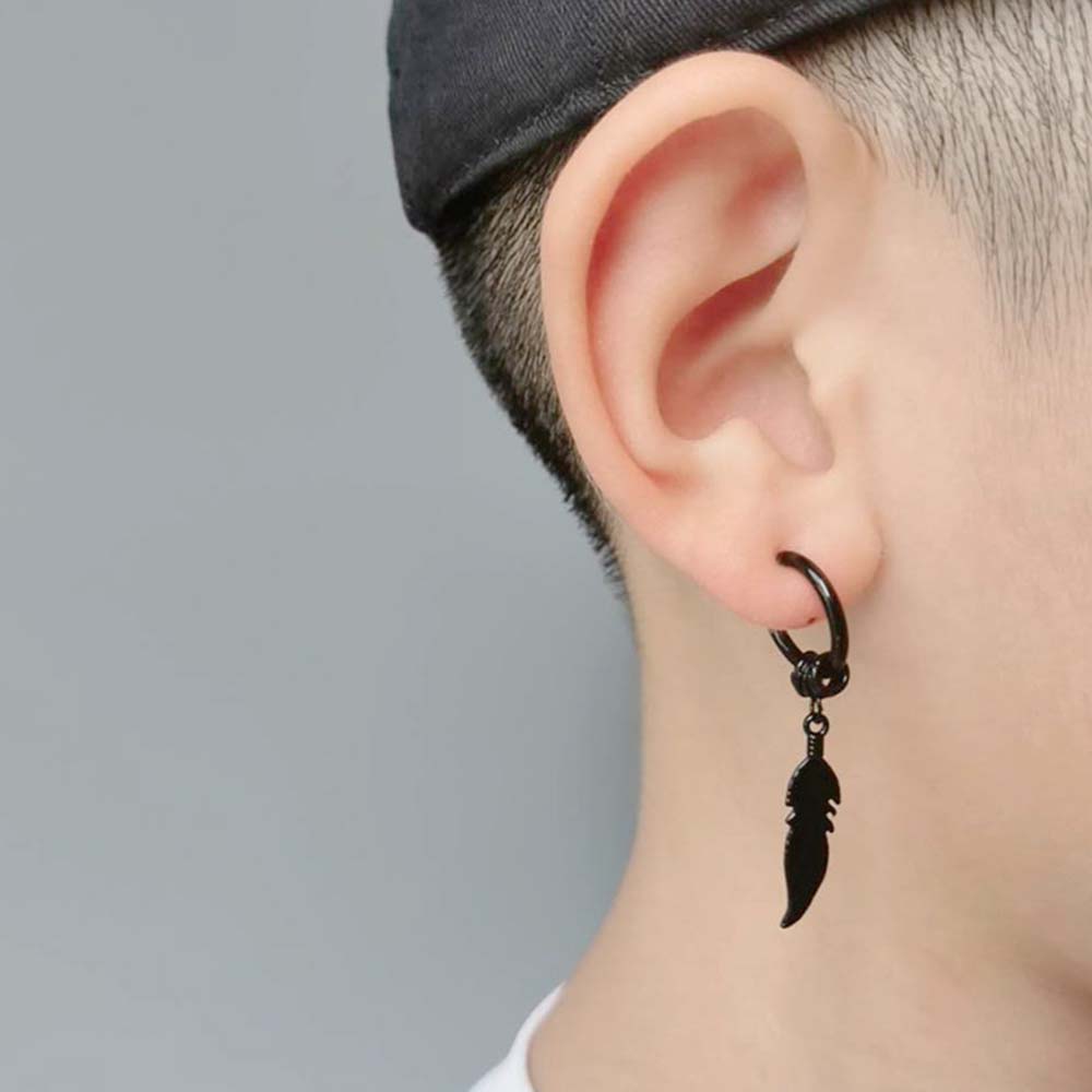 Mxbeauty Anting-Anting Dengan Liontin Bentuk Salib Bahan Stainless Steel Model Korea / Punk Untuk Unisex