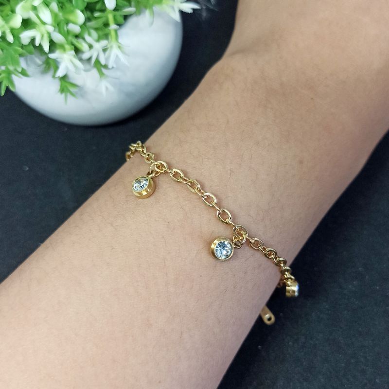 Gelang Titanium Jurai Zircon Gold G01189