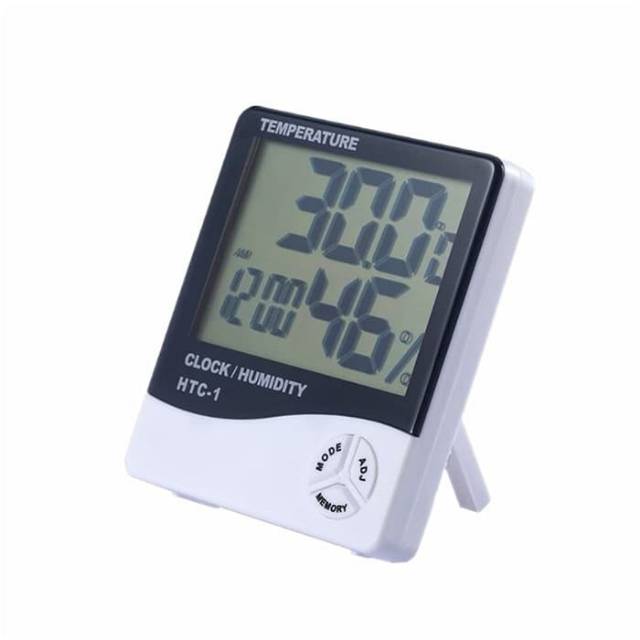 ygrometer + Jam HTC-1 / HTC1 / HTC 1 Alat ukur temperatur+kelembaban