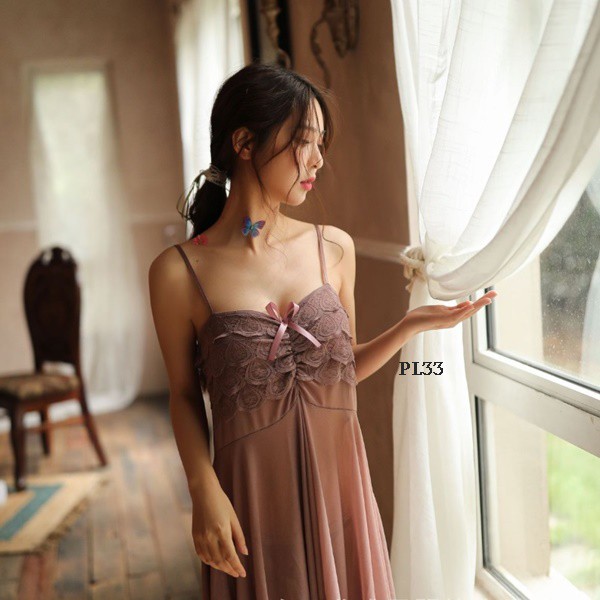 [PRODUK FAVORIT] SEXY NIGHT GOWN PREMIUM BAJU TIDUR WANITA DEWASA LINGERIE LACE NUDE PL33