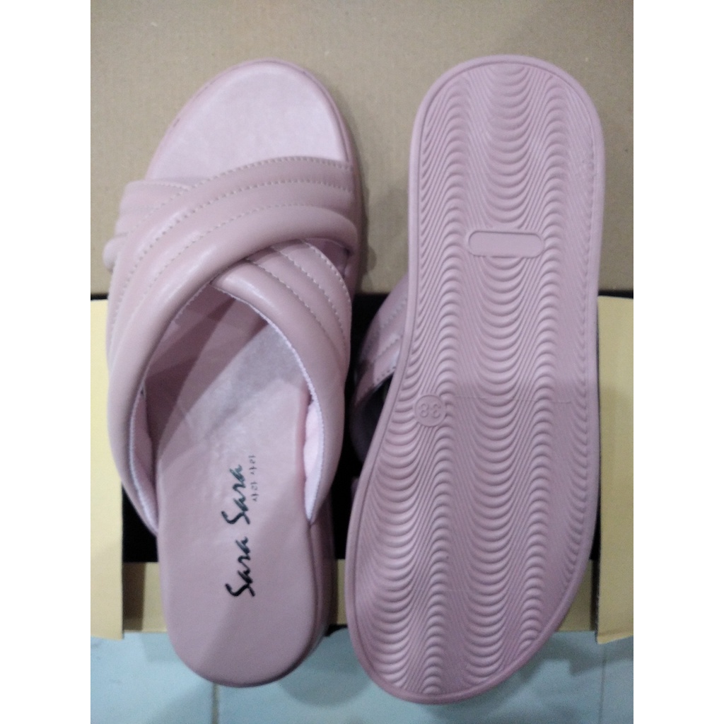 Sara Sara Dora Sandal Selop Wanita Casual Ban Dua Silang Sendal Slop Cewek Cantik Size 36-41