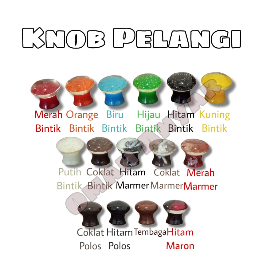 Knob Knop Tarikan Pegangan Handle Laci Pintu Lemari Pelangi Bintik Emas