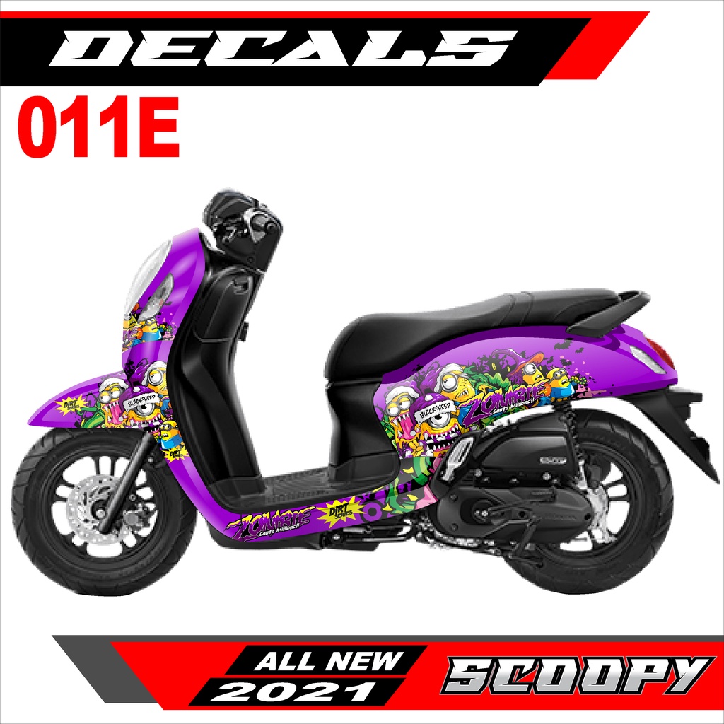 Decal Sticker - Dekal Stiker Fullbody ALLNEW Scoopy Fi 2021 Desain MINION ZOMBIE - 011