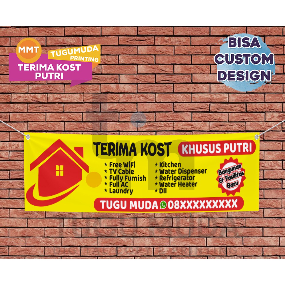 Jual Cetak MMT|Banner|Spanduk - Terima Kost Wanita-Kos Putri | Shopee