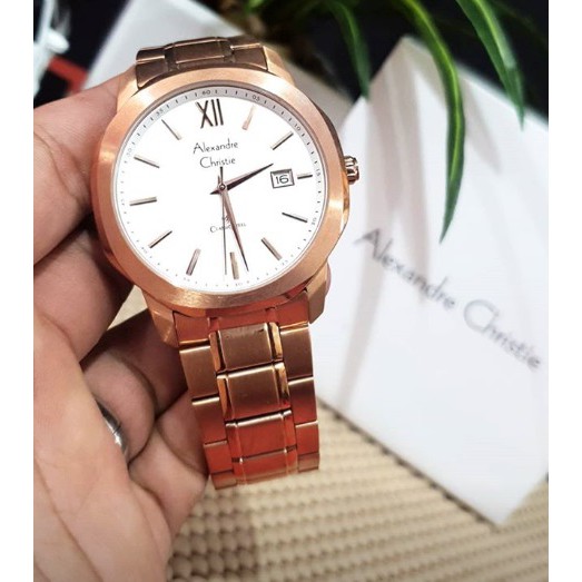 Ac 8619 Rose Gold Jam Tangan Alexandre Christie Original