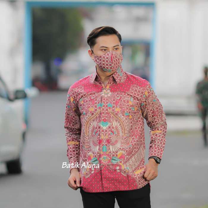 Baju Batik Pria Lengan Panjang Batik Solo Batik Premium Pria Kemeja Batik Cowok Modern Slimfit 077