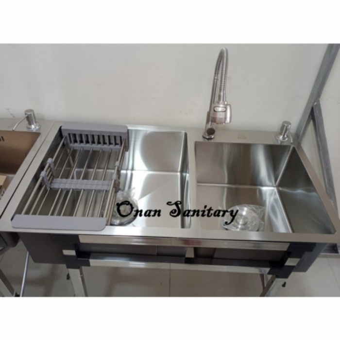 Wastafel - Paket Wastafel Cuci Piring 8245 Stainless + Bak Cuci Piring 2 Lubang
