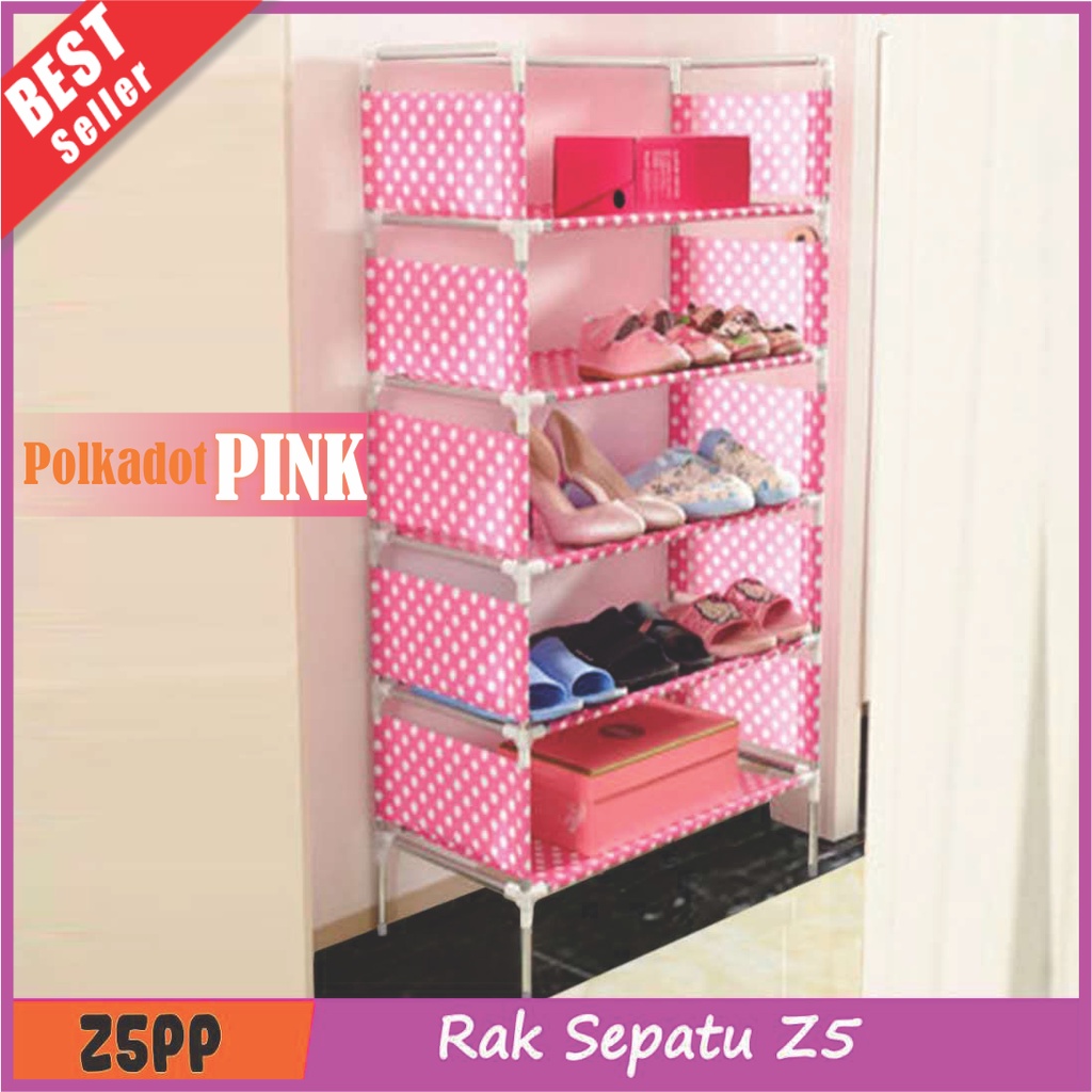 COD Rak Sepatu 5 Susun / Tempat Sepatu Sendal 5 Tingkat Portable Shoes Rack Rangka Besi Kuat murah