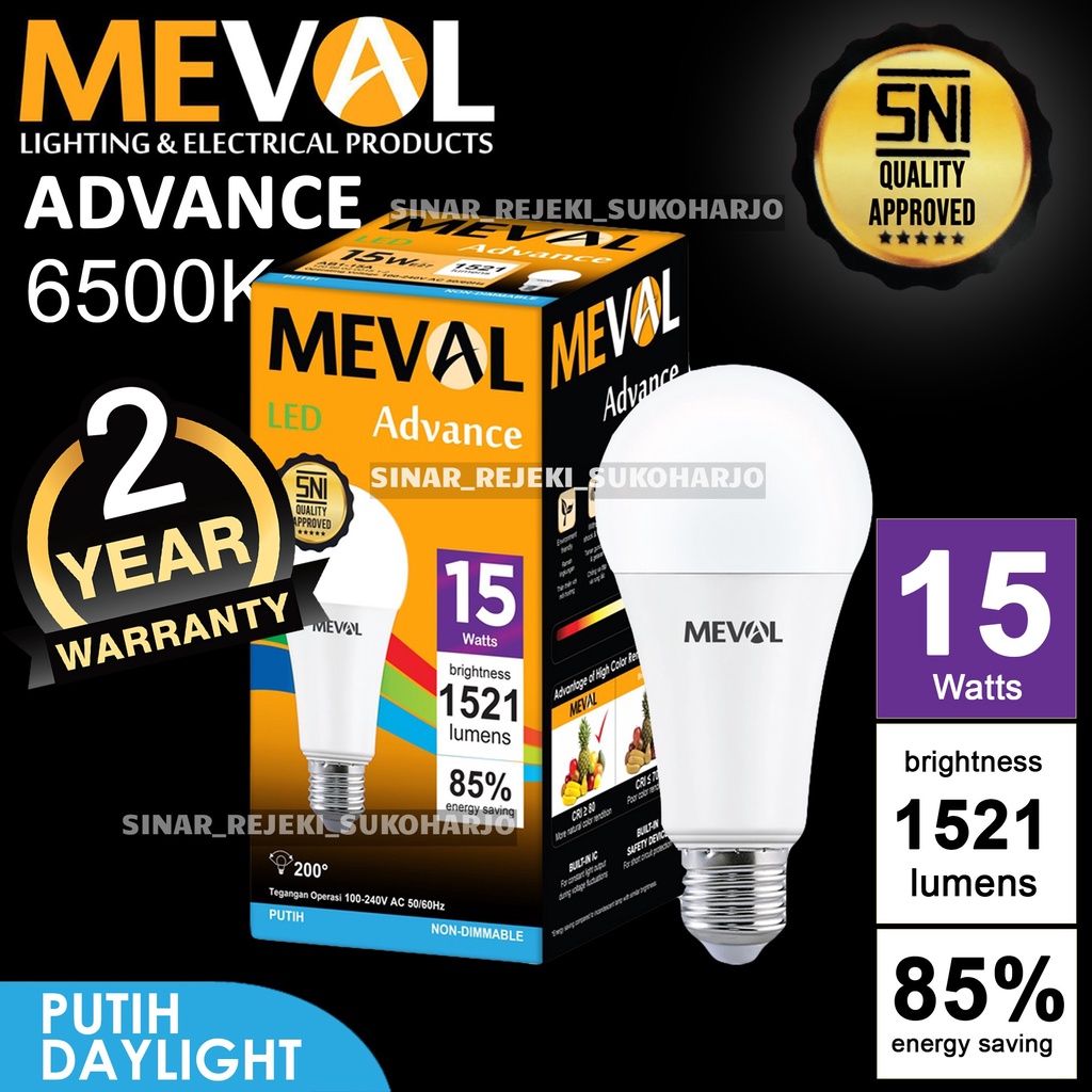 Meval Lampu LED Bulb Advance 15W - Putih