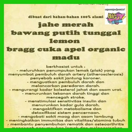 

obatlabreh- jus bawang putih tunggal, cuka apel, jahe merah, lemon dan madu -aslii.