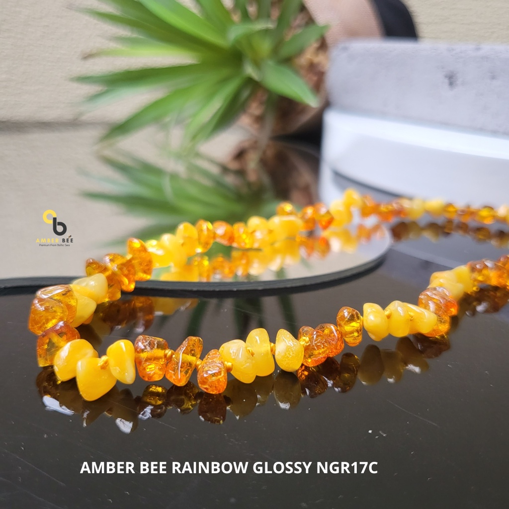 Kalung Amber Pereda Nyeri Tumbuh Gigi Anak Glossy Rainbow Nuggets NGRN17C By Amber Bee