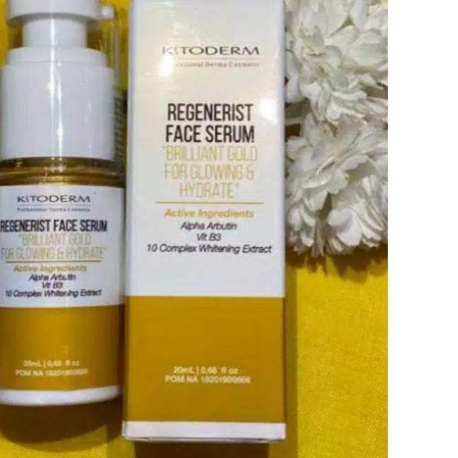 Kitoderm Regenerist Face Serum brilliant gold for glowing & hydrate - serum pencerah & pelembab