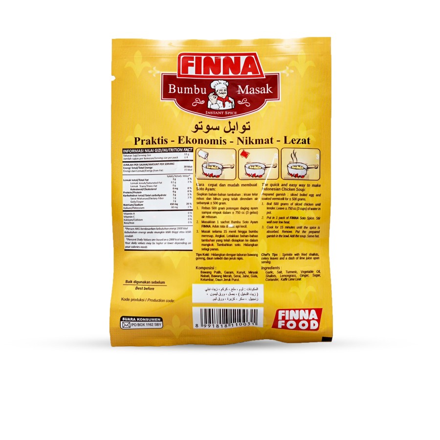 BUMBU MASAK SOTO AYAM FINNA 50GR SACHET HALAL