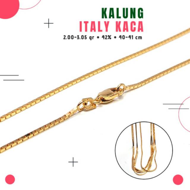 KALUNG PERAK ITALY KACA / PERAK 925 ROSE GOLD ( PJ 45cm ) KUALITAS IMPORT