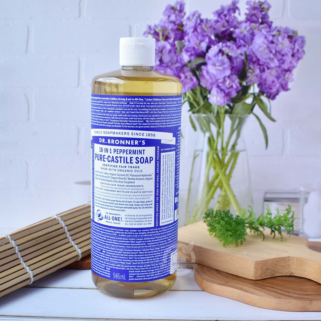 Dr Bronner's Organic Peppermint Castile Liquid Soap - 946 Ml