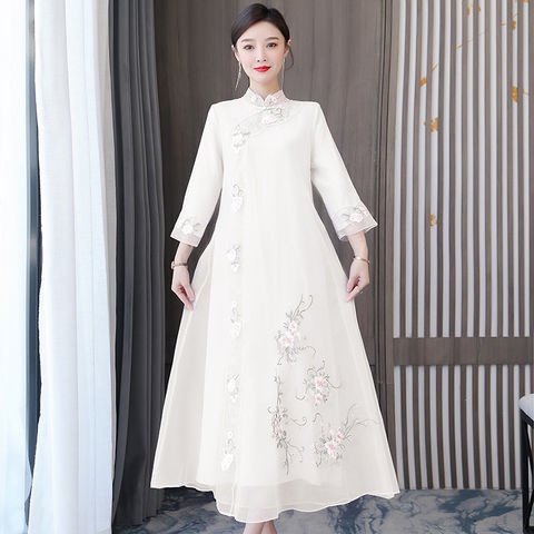 Cheongsam modified dress spring national style tea clothes retro Tang women's Chinese style spring a