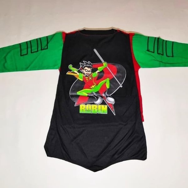 Kostum Anak Cowok Robin Superhero Baju Kaos Setelan Panjang Laki Topeng Sayap Costume Cosplay