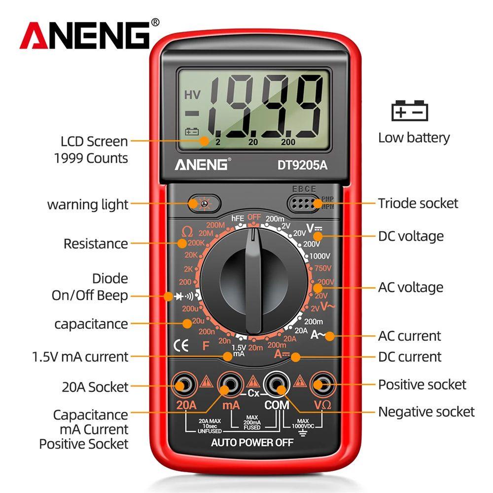 Solighter Digital Smart Multimeter Multifungsi 1999hitungan AC/DC Profesional Analog Multimetro