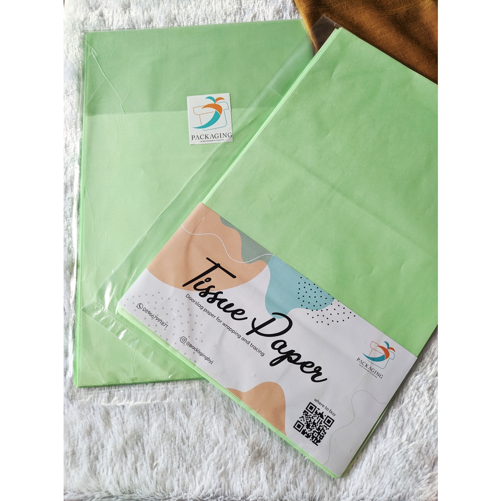 

Termurah ±50 pcs Kertas Bungkus Warna Hijau Tissue Paper Doorslag Wrapping Tracing Basic Color Green Kualitas no 1