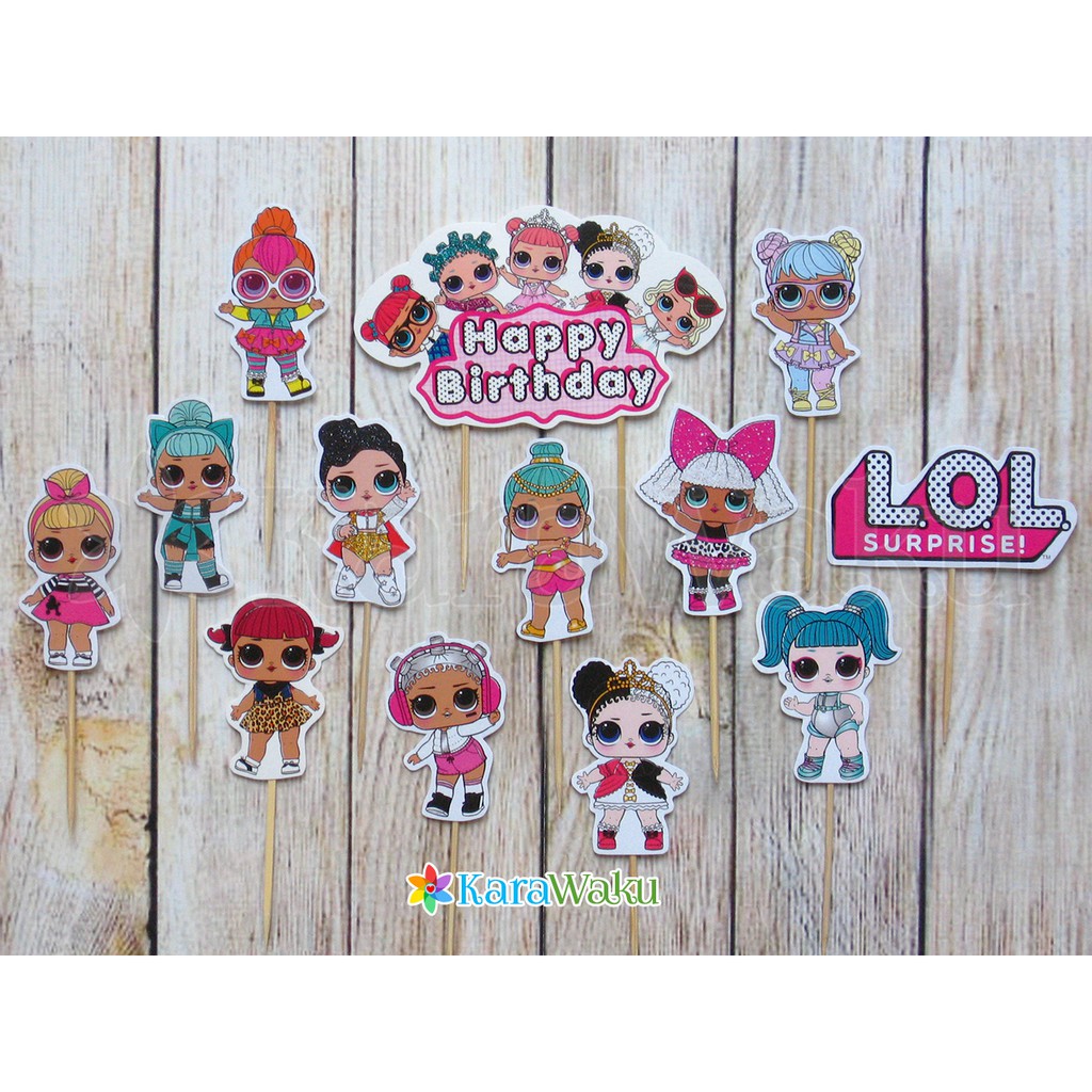 

LOL Surprise Cake Topper / Hiasan Dekorasi Kue Ultah - Tusukan Cupcake Pudding Karakter (1 set)