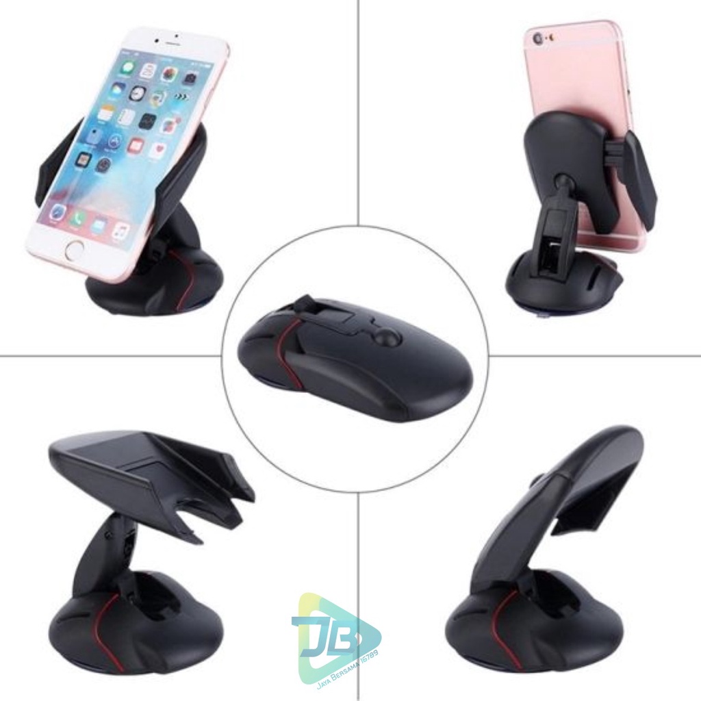 HD2 Car Holder Phone Stand Bentuk Mouse Shape Handphone Mobil Gps Unik Lipat Folding Desktop Dashbroad kekinian JB5227