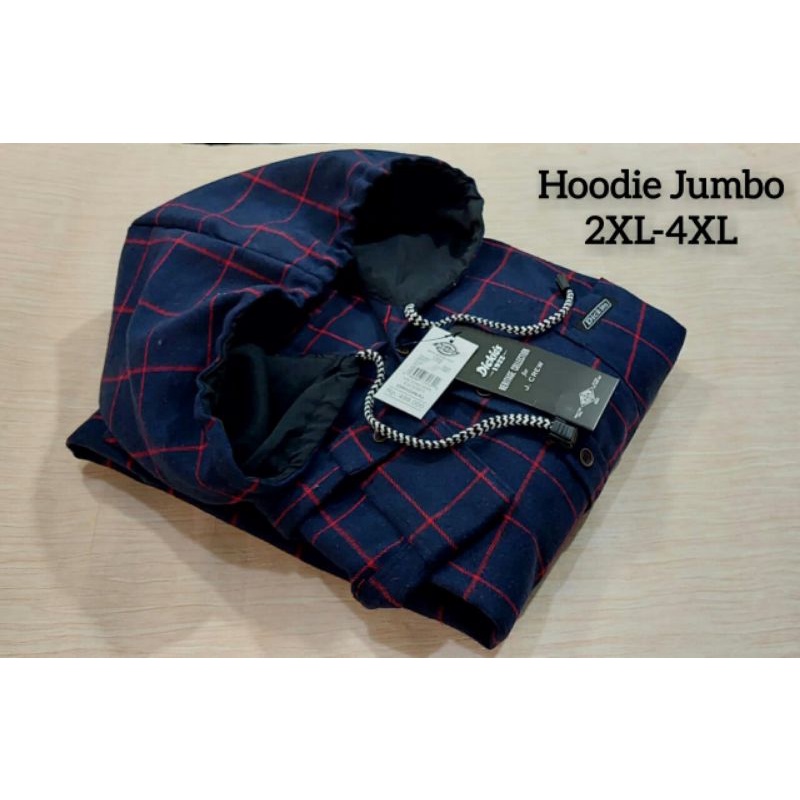 COD kemeja flanel hoodie jumbo pria lengan panjang premium / size XXL-XXXL-XXXXL