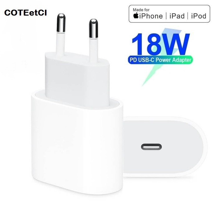 CoteetCI Kepala Adapter Charger USB-C 18W Iphone 11Promax Iphone 12