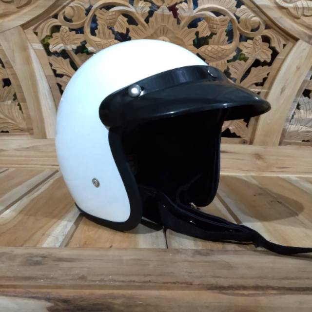 helm custom slimhead retro putih glosy pet
