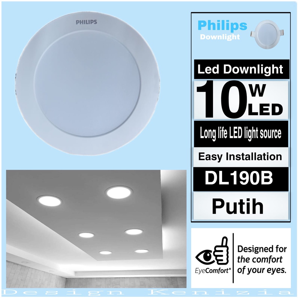 Philips Downlight LED 10 Watt ~ Putih / Downlight LED Philips 10 Watt / Philips LED Panel 10 Watt / 