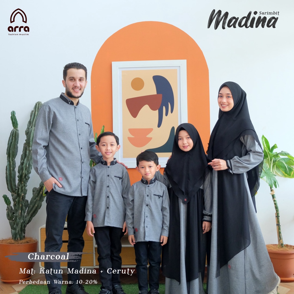SARIMBIT MADINA CHARCOAL Pakaian Fashion Baju Busana Koko Gamis Kurta Pakistan Kemko Muslim Pria Wan