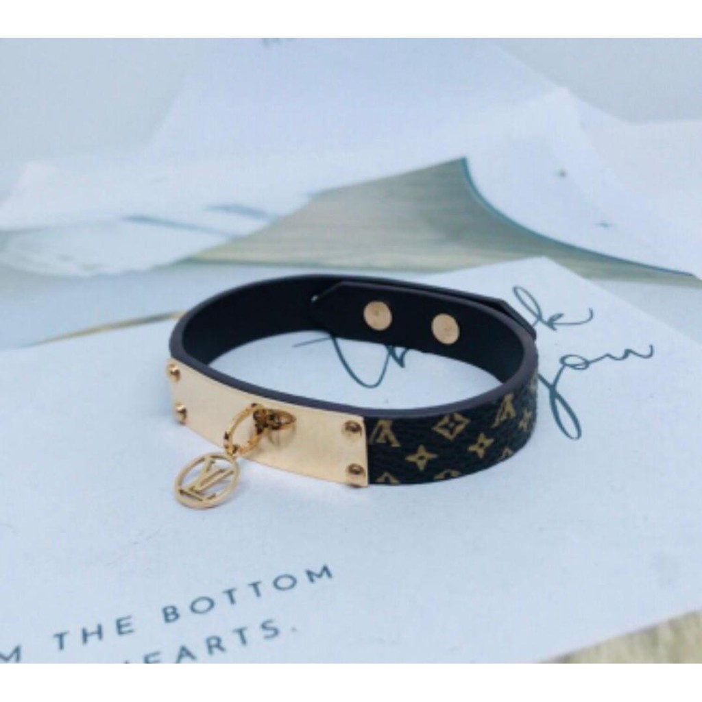 GELANG KULIT LV TITANIUM ANTI KARAT GL552 LEATHER BRACELET