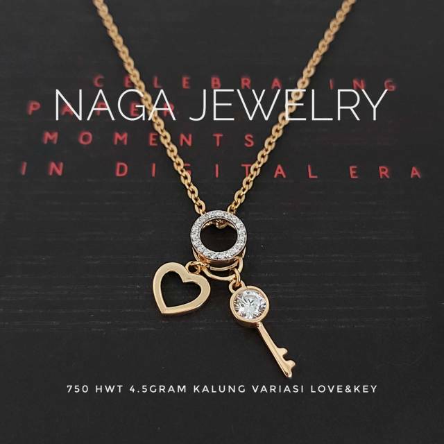 KALUNG ROSE GOLD KUNCI HATI PUTIH MATA EMAS KADAR 750