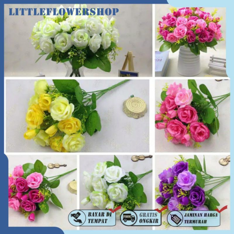 COD BUNGA MAWAR PLASTIK BUNGA TANGKAI HIAS BUNGA BUKET BUNGA PLASTIK BUNGA DEKORASI BT9018