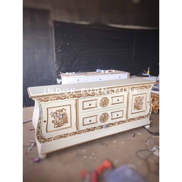 BUFET BIOLA UKIR JATI SOLID DUCO BUFET UKIR JATI