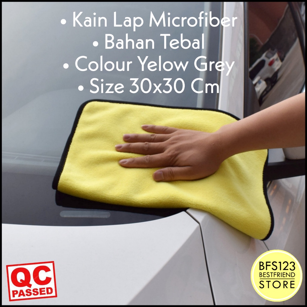 Kain Lap Microfiber Bahan Tebal Yelow Grey Size 30x30 Cm