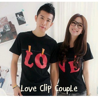 Best Seller Kaos Couple Terbaru Baju Pasangan Keren Love Clip Hitam 91KrDFAQBL9