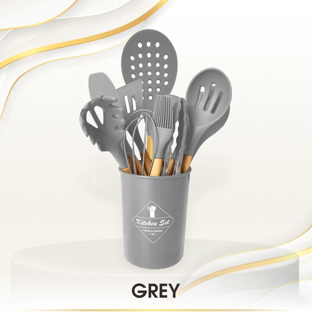 MURO 13 Pcs Spatula Sutil Utensil Set Silikon Silicone Tahan Panas Peralatan Masak