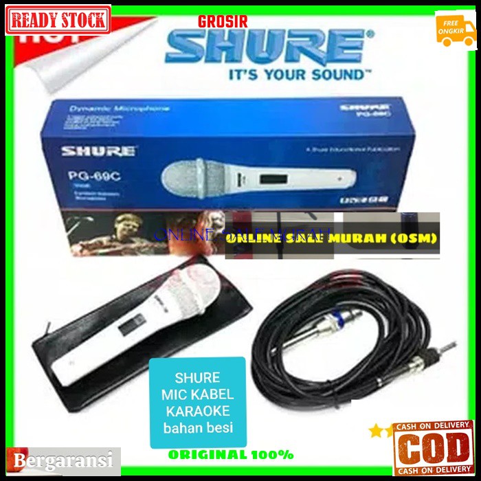 G29 Shure white legendary dynamic GE29 Mic kabel putih song musik Microphone cable karaoke vocal artis audio sound mik pengeras suara pro profesional vokal mikrophone dinamic cardioid legendaris  TERBUAT DARI BESI metal Bisa segala jenis audio sound Langs