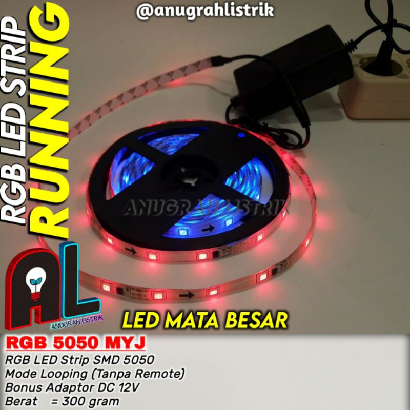 [RGB LED STRIP SMD 5050 RUNNING] Lampu Pita Otomatis Mode Berjalan HORSE RACE + IC [Tanpa Remote]