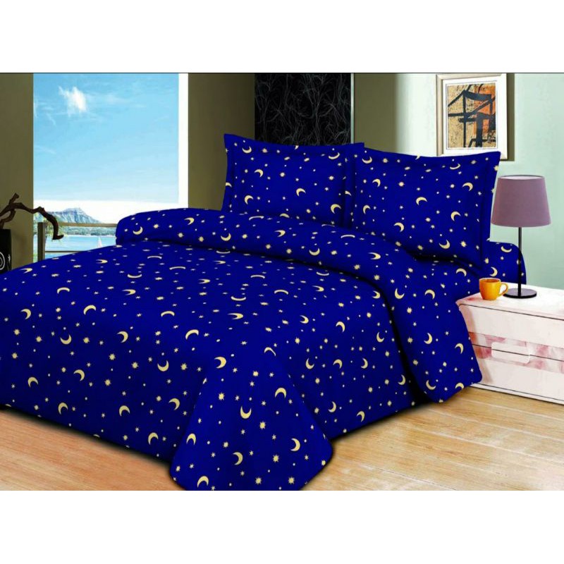 Sprei Motif Starmoon Navy Seprei katun halus