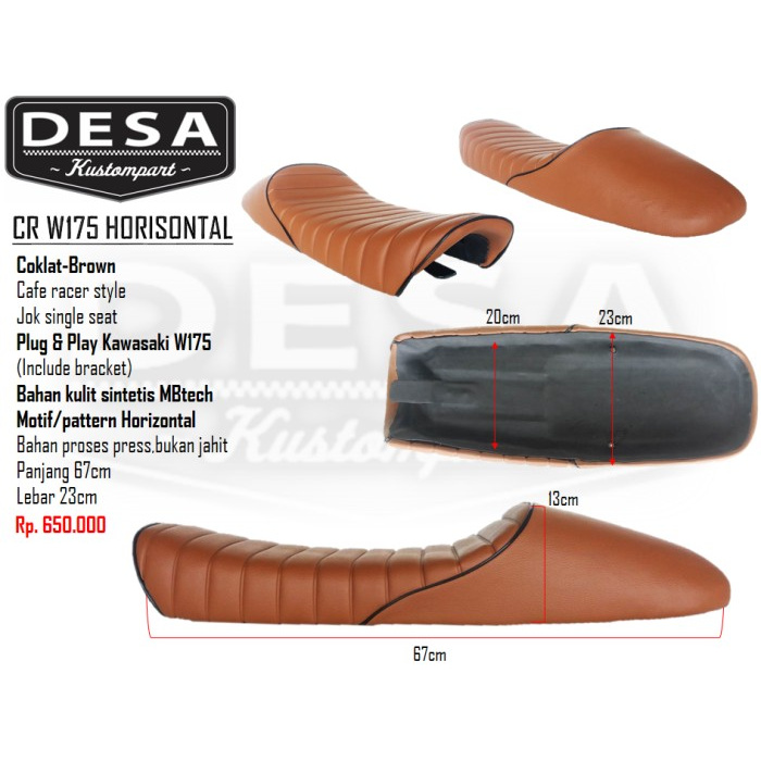 JOK CAFE RACER W175 HORISONTAL COKLAT MUDA