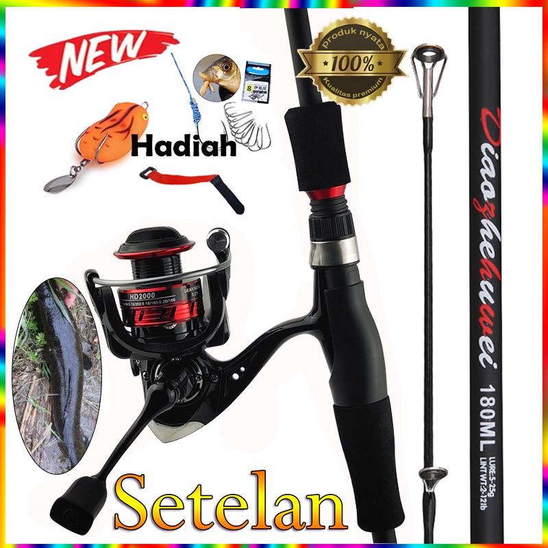 Set Joran Pancing Fishing Rod 1.68m 1.8m 2.1m Ultralight Weight Carbon Fiber Reel PancingMax Drag 15kg EVA CNC Handle 1000 - 3000 Reel Pancing Metal Drag Besar Reel Pancing Metal Berkualitas Joran Pancing Fishing Wheel Fishing Gear Fishing line