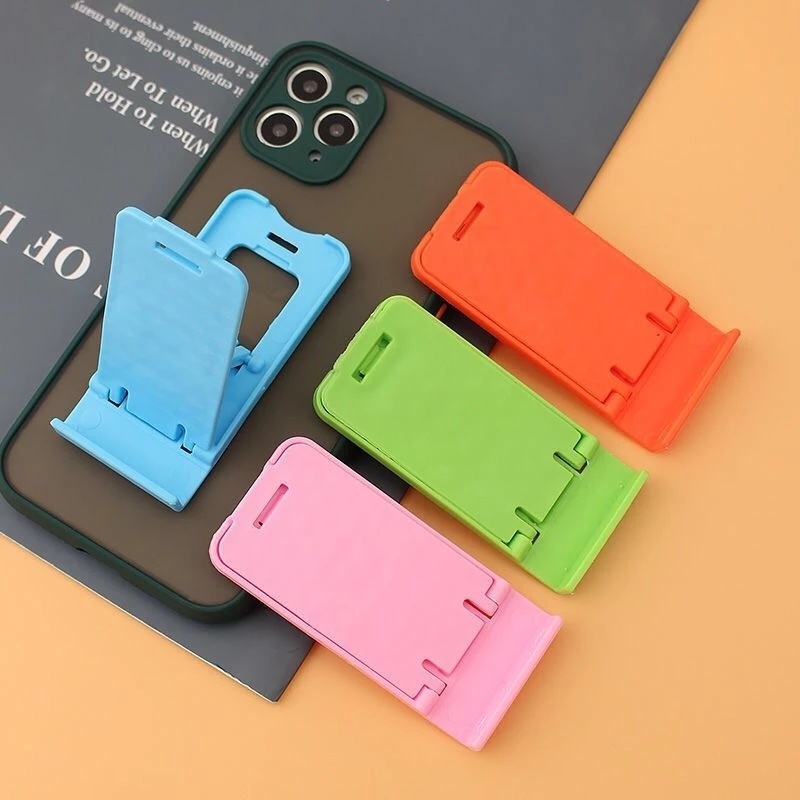 1pc Stand Holder Handphone / Tablet Universal Portable Bahan Plastik Warna Permen