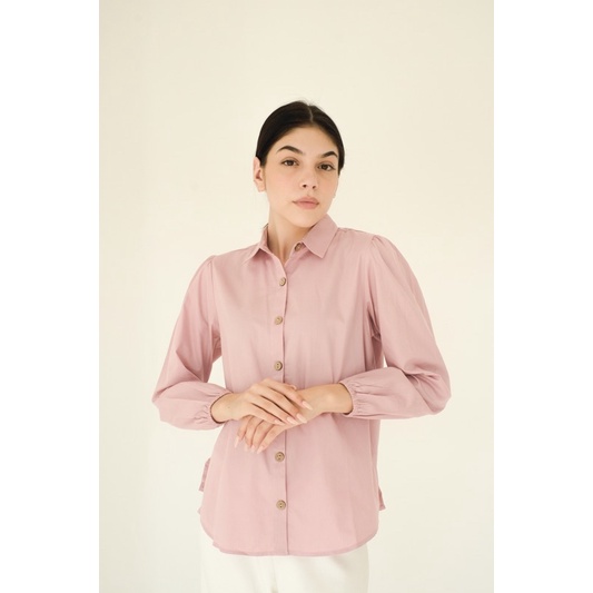 Polaidn Myra Blouse Longsleeve - Kemeja Wanita - Kemeja Lengan Panjang-ROSE