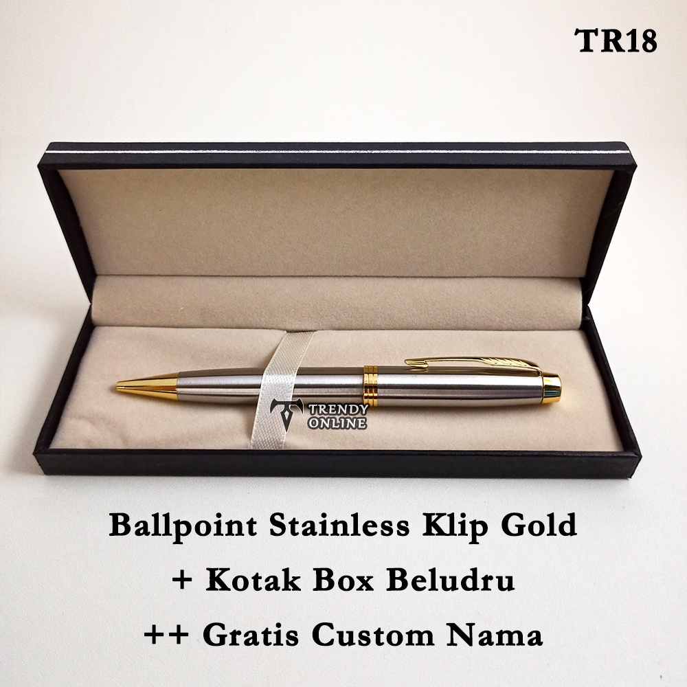 

AT Pulpen Elegan TR18 dengan Box Beludru, FREE Cetak Nama Ball Point Promosi Custom Grafir
