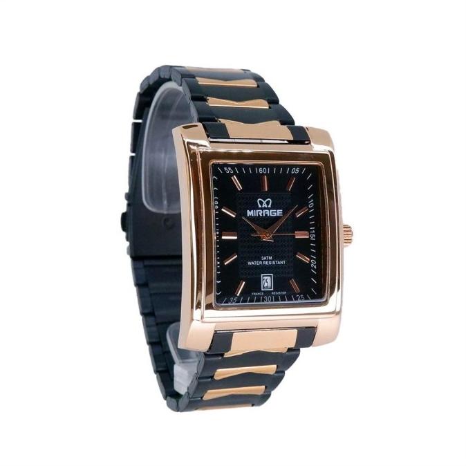 Promo Mirage Watch Original Jam Tangan Analog Segi Original Pria Hitam Rikystore09