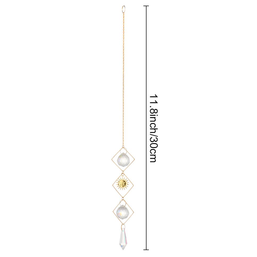 ROW Wind Chime Crystal Suncatcher Car Decor Window Sun Catcher Moon Ring Office Garden Chakra Pendant Patio Home Hanging Prism Ornament