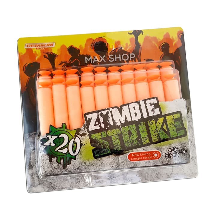 Peluru pistol senapan busa soft bullets nerf zombie strike sgun 20pc